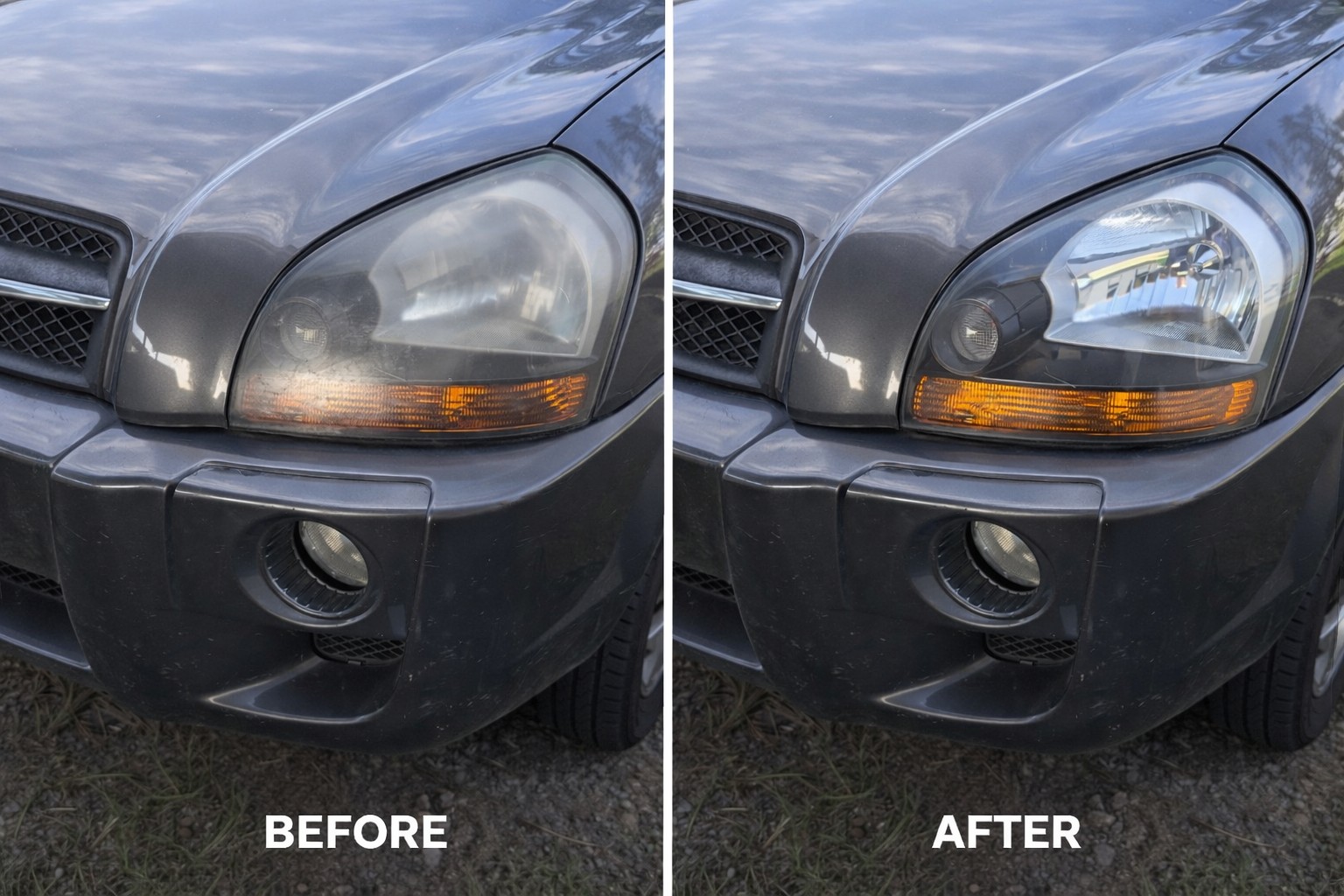Headlight restoration example 1